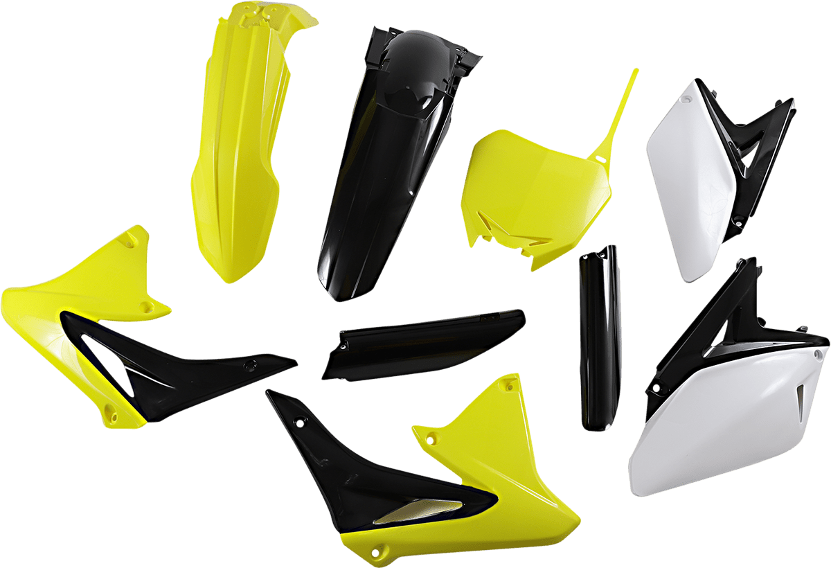 Acerbis 2198033914 Full Body Replacement Plastic Kit in OEM Suzuki Yellow, Black, and White for Suzuki RMZ250