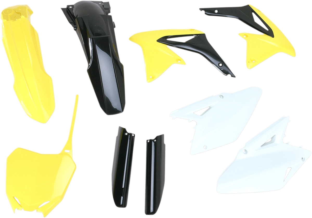Acerbis 2198033914 Full Body Replacement Plastic Kit in OEM Suzuki Yellow, Black, and White for Suzuki RMZ250
