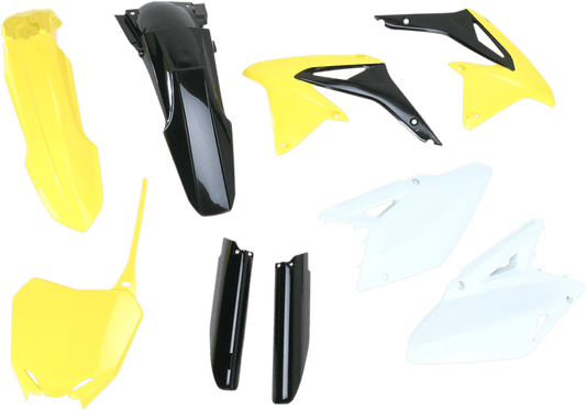 Acerbis 2198033914 Full Body Replacement Plastic Kit in OEM Suzuki Yellow, Black, and White for Suzuki RMZ250