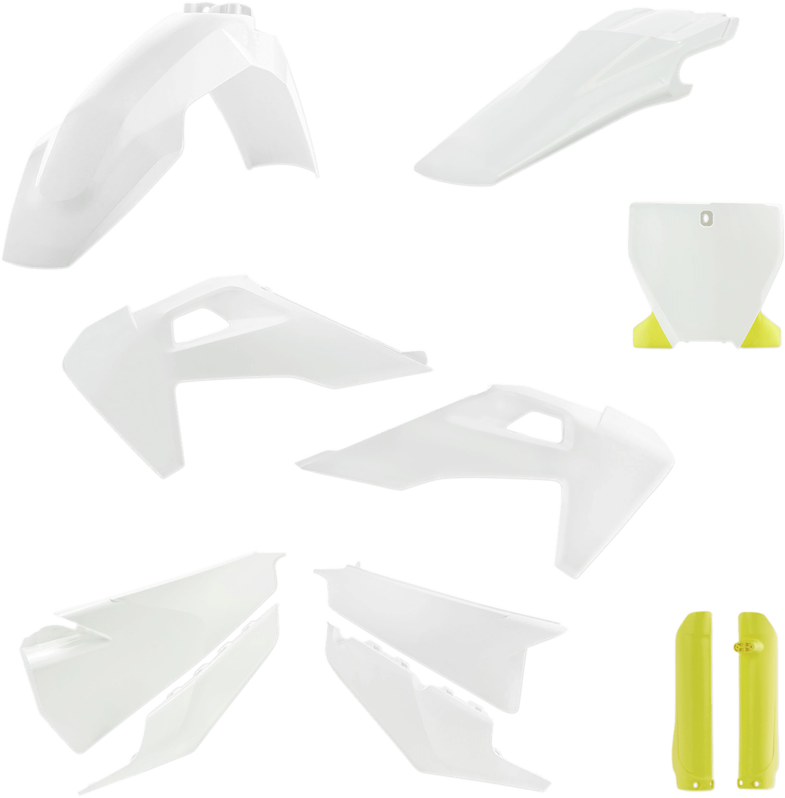 Acerbis 2726556345 Full Replacement Plastic Kit in White and Yellow for 2019-2022 Husqvarna FC, FX, TC, and TX motorcycles