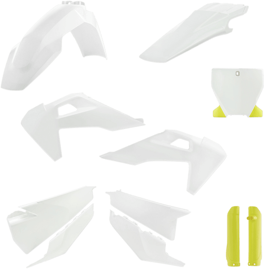 Acerbis 2726556345 Full Replacement Plastic Kit in White and Yellow for 2019-2022 Husqvarna FC, FX, TC, and TX motorcycles