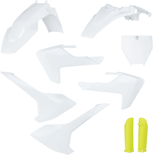 Acerbis 2731986812 Full Body Replacement Plastic Kit in White and Yellow for 2017-2023 Husqvarna TC65 motorcycles