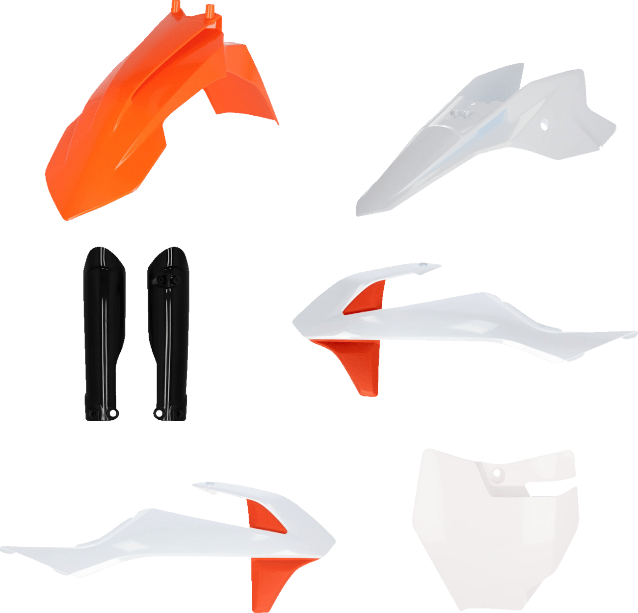 Acerbis 2980587118 Full Body Replacement Plastic Kit in White, Black, and Orange for Gas Gas and KTM 50cc motorcycles
