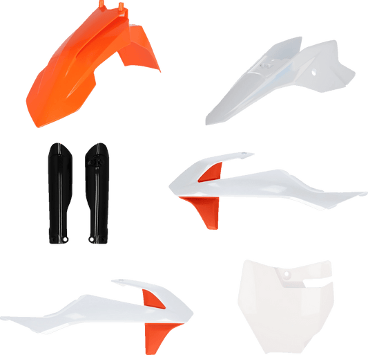 Acerbis 2980587118 Full Body Replacement Plastic Kit in White, Black, and Orange for Gas Gas and KTM 50cc motorcycles