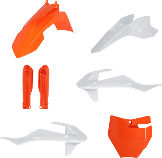 Acerbis 2980587705 Full Replacement Plastic Kit in '23 OEM Orange and White for 2016-2024 KTM and Gas Gas motorcycles
