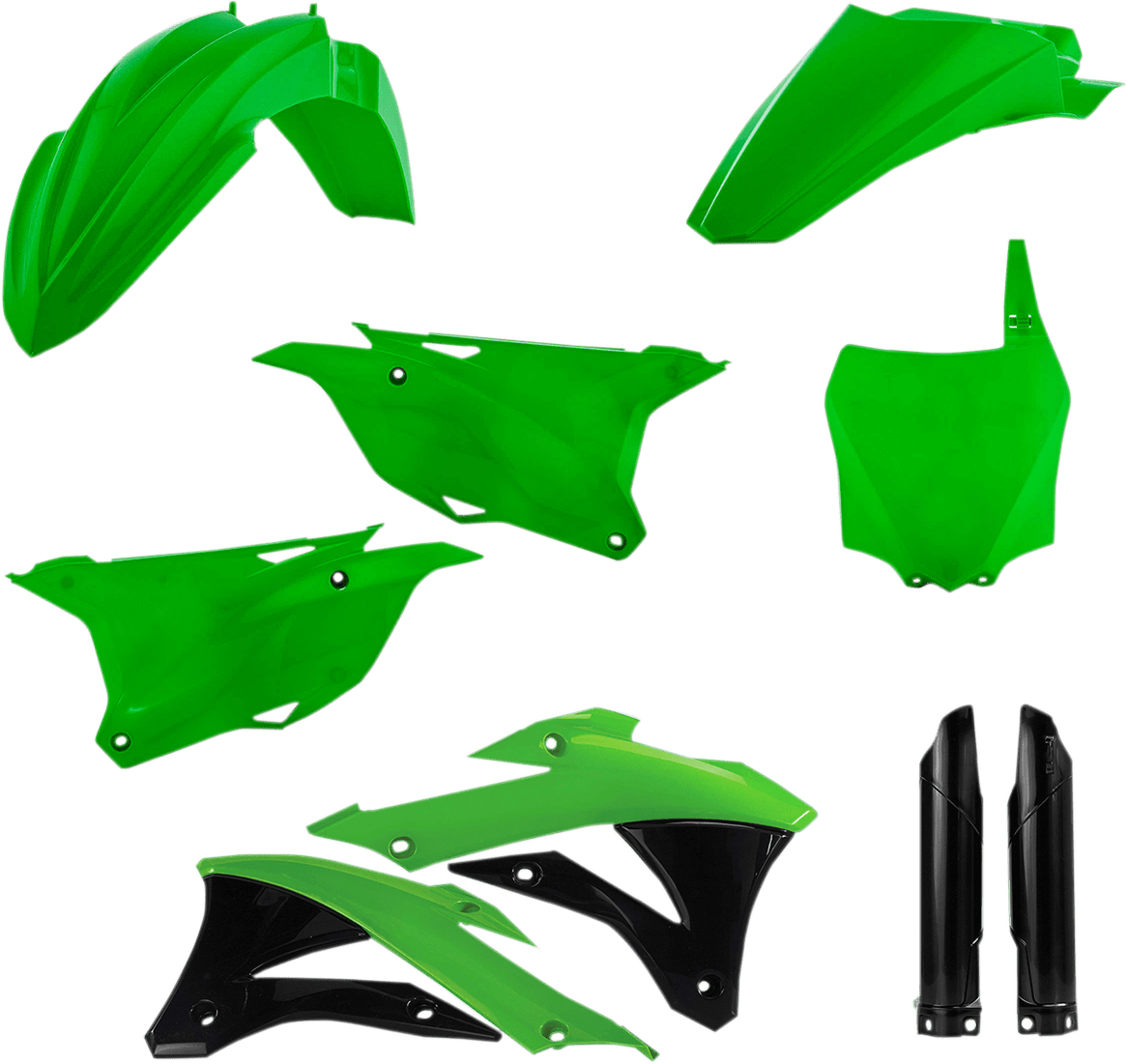 Acerbis 2374116812 Full Replacement Plastic Kit in Green/Black for 2014-2021 Kawasaki KX