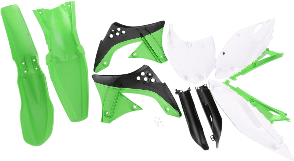 Acerbis 2198060145 Full Replacement Plastic Kit in Green, Black, and White for Kawasaki KX450F