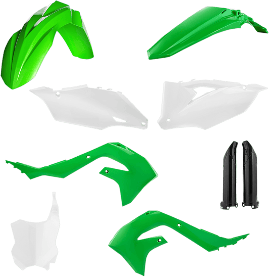 Acerbis 2736296812 Full Body Replacement Plastic Kit in Green, White, and Black for 2019-2024 Kawasaki KX250 and KX450 motorcycles