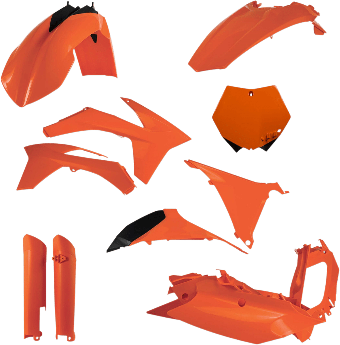 Acerbis 2205290145 Full Replacement Plastic Kit in KTM Orange, White, and Black for 2008-2011 KTM XC-W and EXC motorcycles
