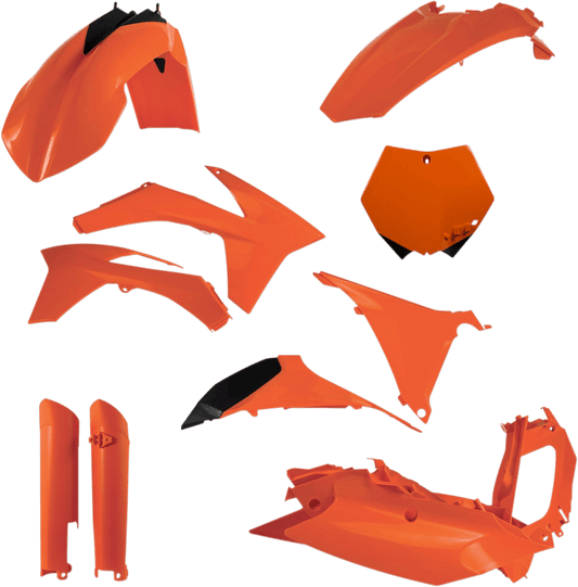 Acerbis 2205290145 Full Replacement Plastic Kit in KTM Orange, White, and Black for 2008-2011 KTM XC-W and EXC motorcycles
