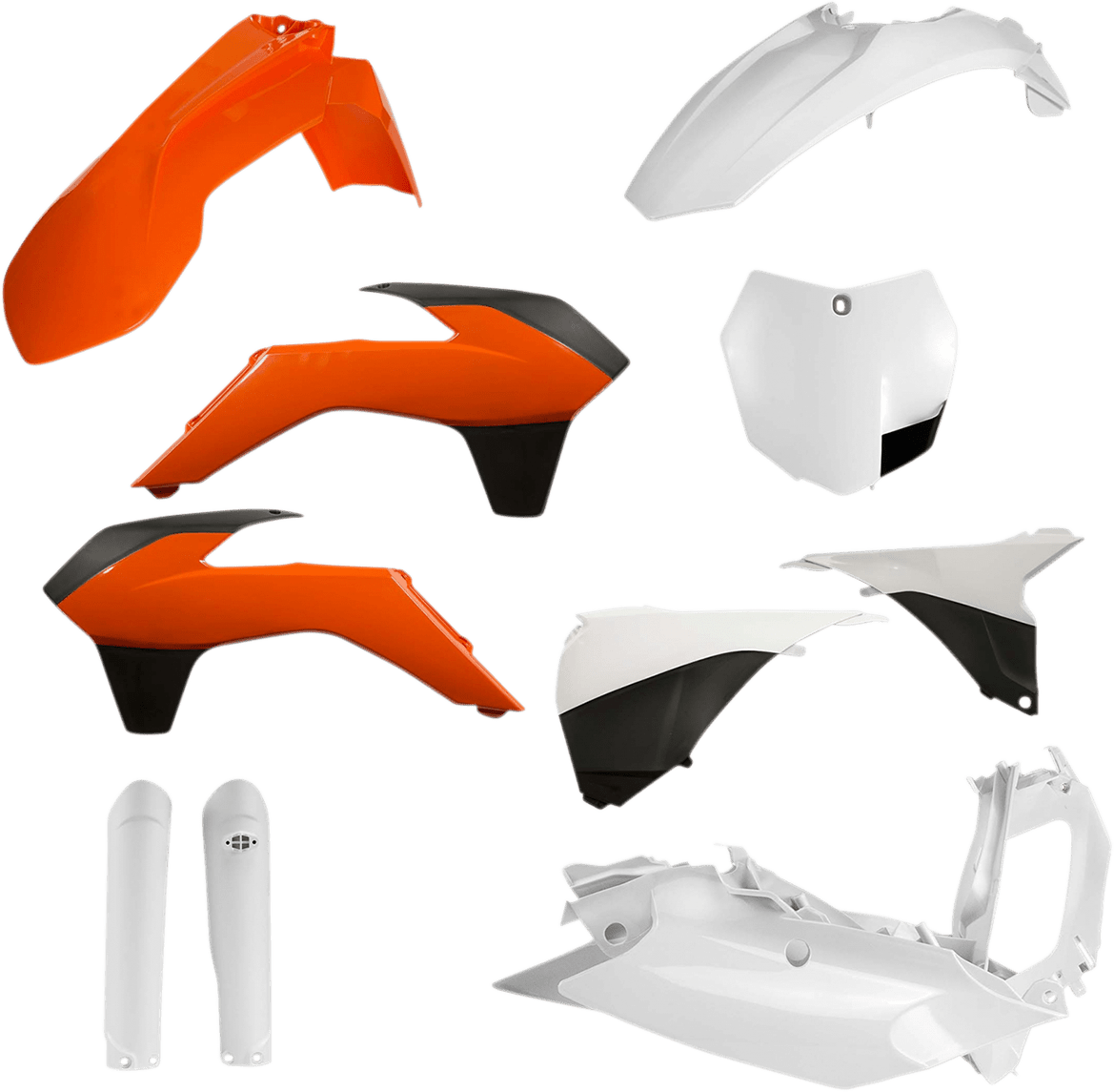 Acerbis 2403095135 Full Replacement Plastic Kit in KTM Orange, White, and Black for 2015-2016 KTM SX and XC motorcycles