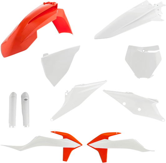 Acerbis 2726497118 Full Body Replacement Plastic Kit in White and Orange for 2019-2022 KTM SX and XC series motorcycles