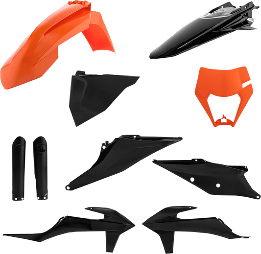 Acerbis 2791545225 Full Body Replacement Plastic Kit in Black and Orange for 2020-2023 KTM EXC and XC motorcycles