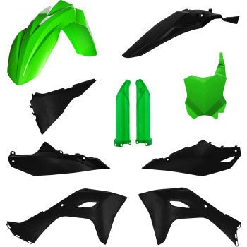 Acerbis Black Green Full Replacement Plastic Kit Kawasaki KX250 KX450 - Moto-House MX