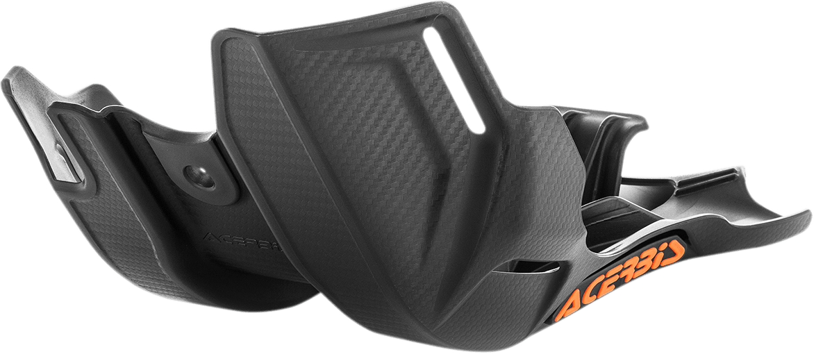 Acerbis 2630570001 black skid plate for 2016-2022 KTM and Husqvarna 125/150cc two-stroke motorcycles.