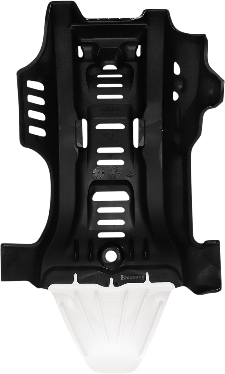 Acerbis 2791681007 white and black skid plate for 2019-2022 KTM, Husqvarna, and Gas Gas enduro and motocross bikes.