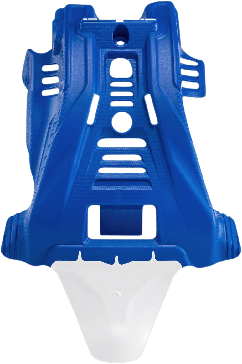 Acerbis 2780601006 blue and white skid plate with integrated linkage guard for 2006-2025 Yamaha YZ125 dirt bikes.
