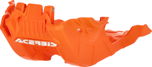 Acerbis Orange Polypropylene Skid Plate with integrated link guard for 2023-2026 KTM, Gas Gas, and Husqvarna 125/150 models