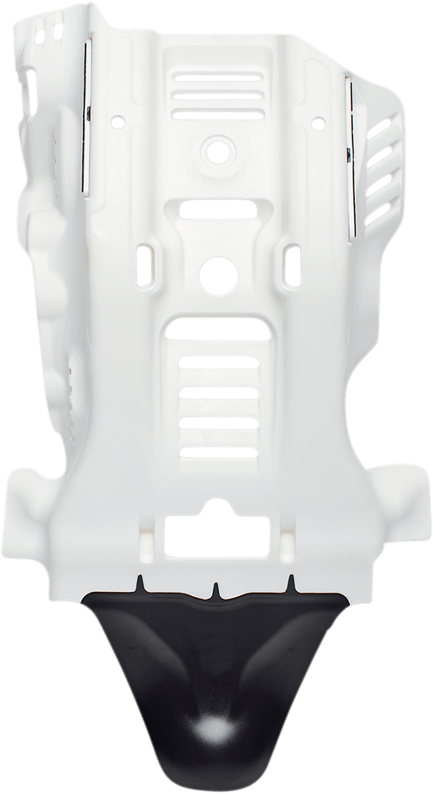 Acerbis White and Black Polypropylene Skid Plate with Integrated Linkage Guard for Gas Gas, Husqvarna, and KTM motorcycles