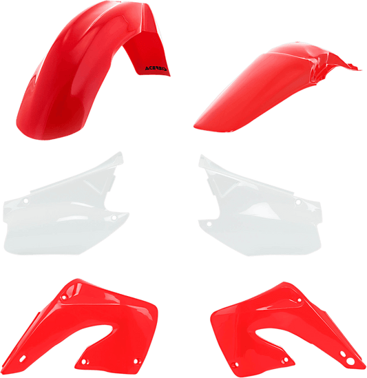 Acerbis 2071020242 Standard Body Replacement Plastic Kit in Red and White for 2000-2001 Honda CR125R and CR250R models.