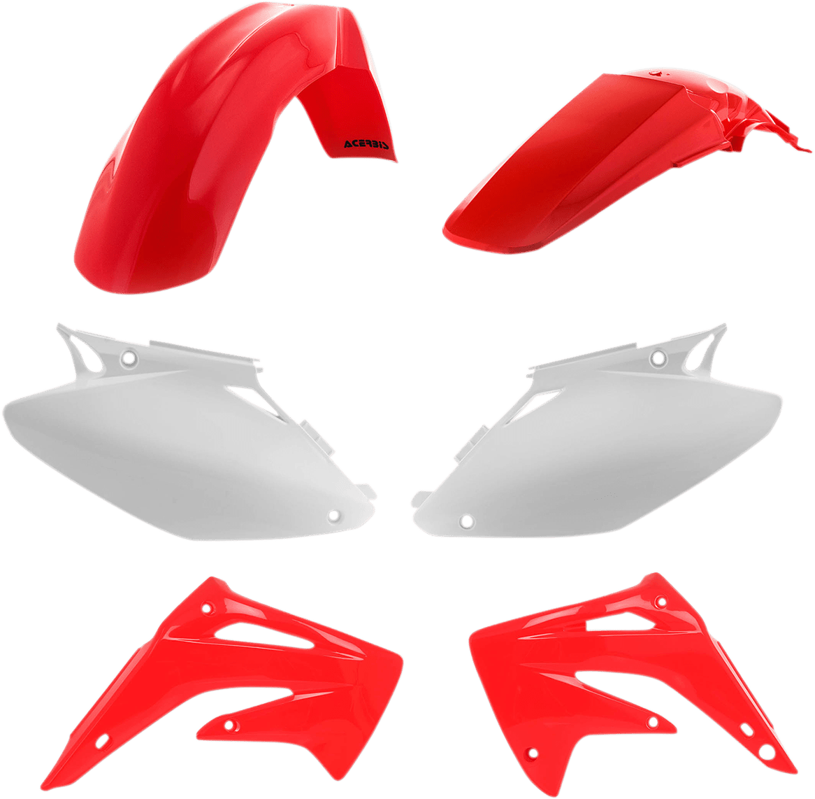 Acerbis 2070970244 Standard Body Replacement Plastic Kit in CR Red and White for 2002-2003 Honda CR125R and CR250R models.