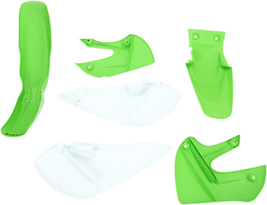 Acerbis 2041070206 Standard Body Replacement Plastic Kit in '05 OEM Green and White for Kawasaki KX65, KLX110 and Suzuki RM65, DR-Z110 motorcycles