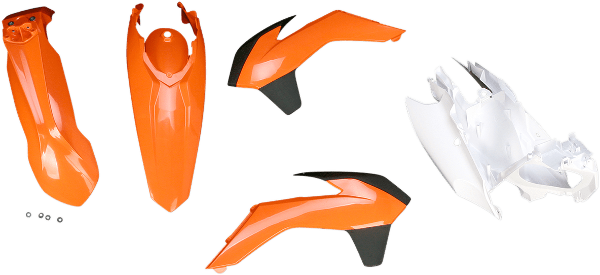 Acerbis 2374134584 Standard Body Replacement Plastic Kit in KTM Orange and White for 2014-2016 KTM EXC and XC-W models