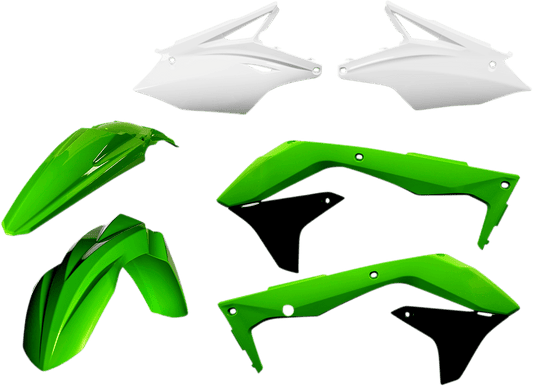 Acerbis 2449615135 Standard Body Replacement Plastic Kit in Green, Black, and White for 2016-2017 Kawasaki KX450F motorcycles