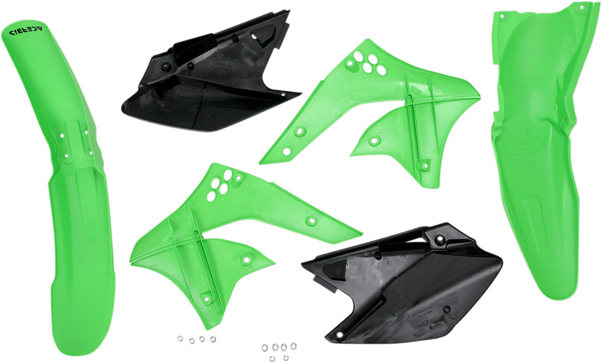 Acerbis 2041050357 Standard Body Replacement Plastic Kit in '08 OEM Green and Black for 2006-2008 Kawasaki KX250F motorcycles