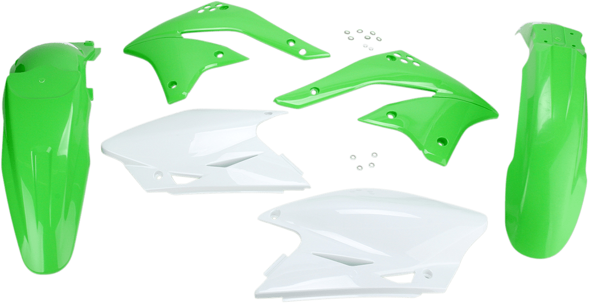 Acerbis 2041060357 Standard Body Replacement Plastic Kit in '08 OEM Green and White for 2006-2008 Kawasaki KX450F motorcycles