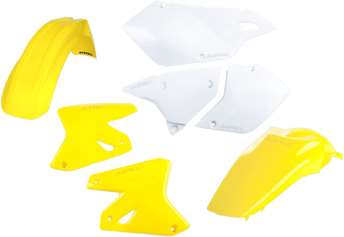 Acerbis 2041080206 Standard Body Replacement Plastic Kit in Yellow and White for Suzuki DR-Z400 and Kawasaki KLX400
