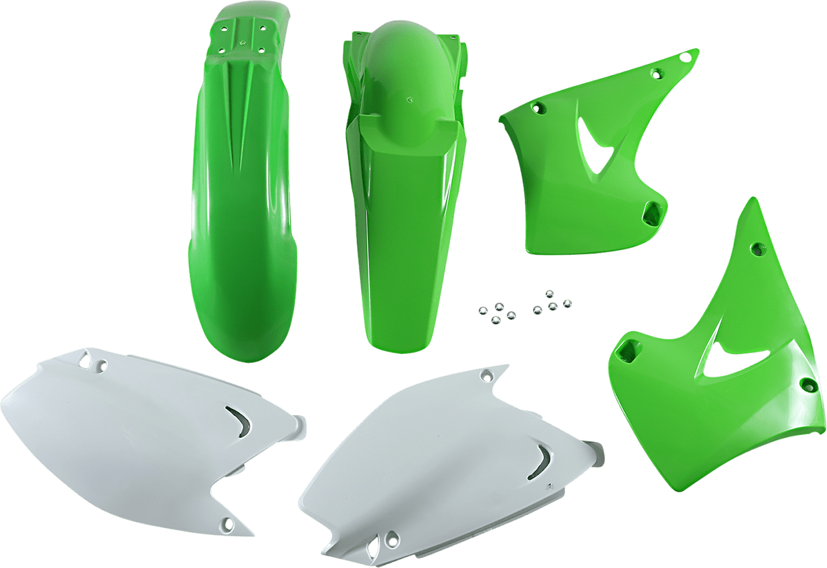 Acerbis 2041100206 Standard Body Replacement Plastic Kit in '05 OEM Green and White for 2003-2007 Kawasaki KX125 and KX250 motorcycles