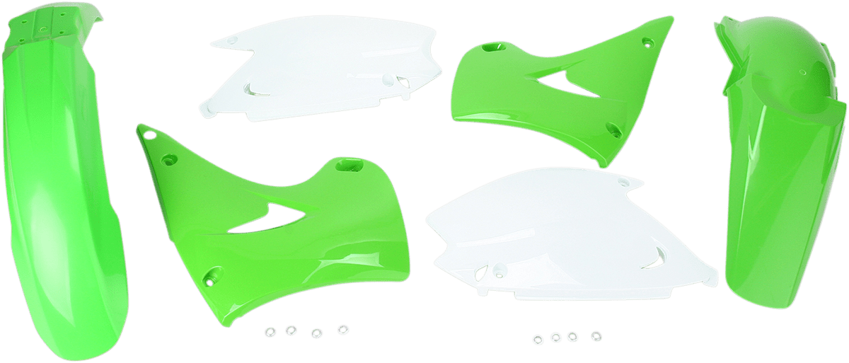 Acerbis 2041100206 Standard Body Replacement Plastic Kit in '05 OEM Green and White for 2003-2007 Kawasaki KX125 and KX250 motorcycles
