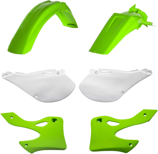 Acerbis 2071000243 Standard Body Replacement Plastic Kit in Green and White for 1999-2002 Kawasaki KX125 and KX250 motorcycles