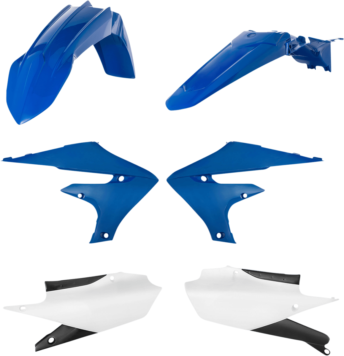 Acerbis 2685917118 Standard Body Replacement Plastic Kit in Blue, White, and Black for various Yamaha YZ and WR motorcycles