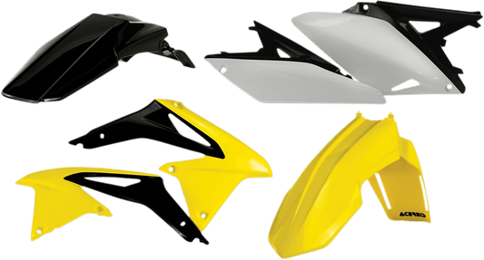 Acerbis 2171903914 Standard Body Replacement Plastic Kit in Yellow, Black, and White for 2010-2018 Suzuki RMZ250 motorcycles