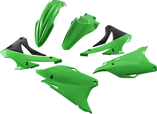 Acerbis 2374106812 Standard Body Replacement Plastic Kit in '20 OEM Green and Black for 2014-2021 Kawasaki KX85 and KX100 motorcycles