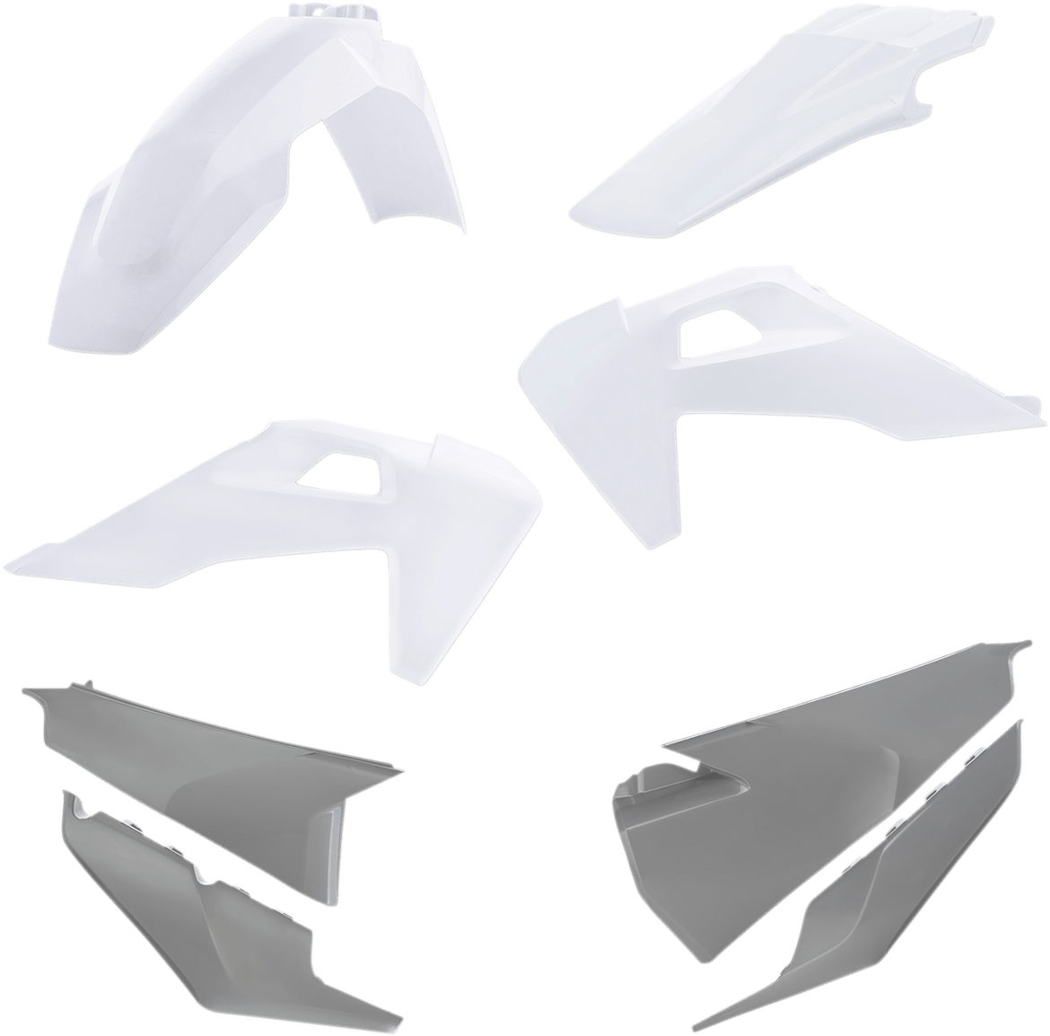 Acerbis 2791556812 Standard Body Replacement Plastic Kit in White and Gray for 2020-2023 Husqvarna FE and TE motorcycles