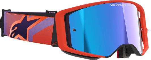 Alpinestars GOGGLES Supertech Vision Goggle - Corp Hot Coral Purple with Blue Mirror Lens - 5100326 - 414 - Moto - House MX