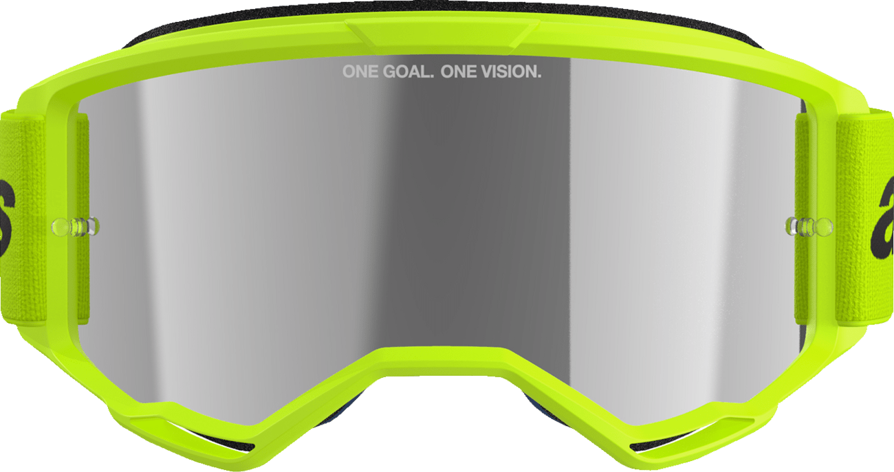 Alpinestars GOGGLES Vision 3 Goggle - Wordmark - Yellow Fluo with Silver Mirror Lens - 5103225 - 5299 - Moto - House MX