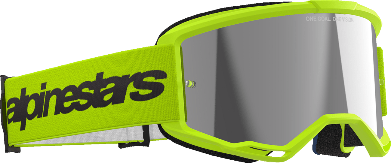 Alpinestars GOGGLES Vision 3 Goggle - Wordmark - Yellow Fluo with Silver Mirror Lens - 5103225 - 5299 - Moto - House MX