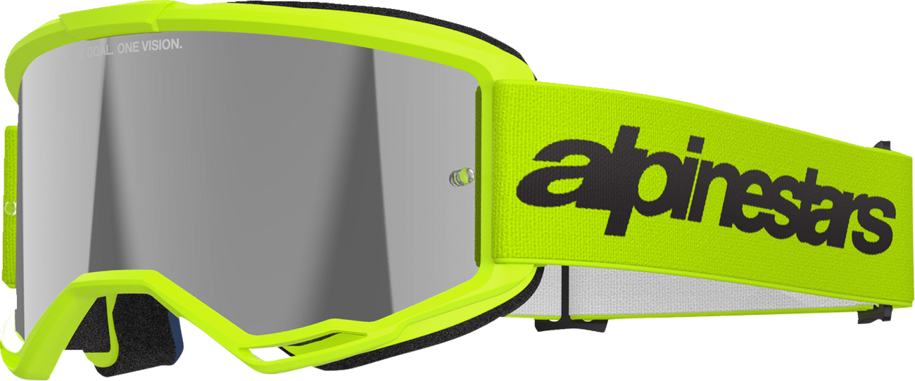 Alpinestars GOGGLES Vision 3 Goggle - Wordmark - Yellow Fluo with Silver Mirror Lens - 5103225 - 5299 - Moto - House MX