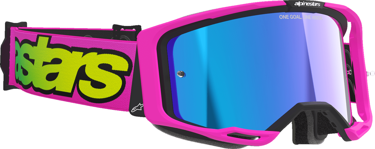 Alpinestars GOGGLES Vision 8 Vista Pink Fluo/Yellow Fluo with Blue Mirror Lens - 5100426 - 3159 - Moto - House MX