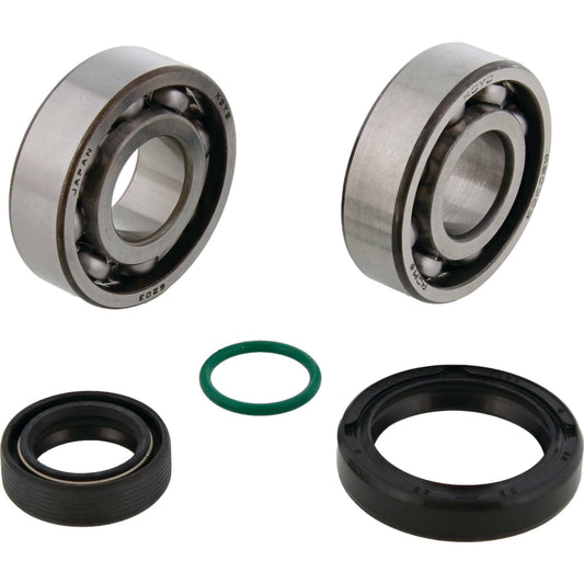 All Balls 24-1131 Crank Bearing Kit with precision Koyo and Nachi Japanese bearings and high-quality crankshaft seals for 2024-2026 KTM, Husqvarna, and Gas-Gas 50cc models.
