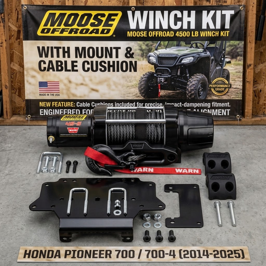 Moose Offroad 4500 Lb Synthetic Rope Winch Kit with Mount and Cushion for Honda Pioneer 700 at Moto-House MX