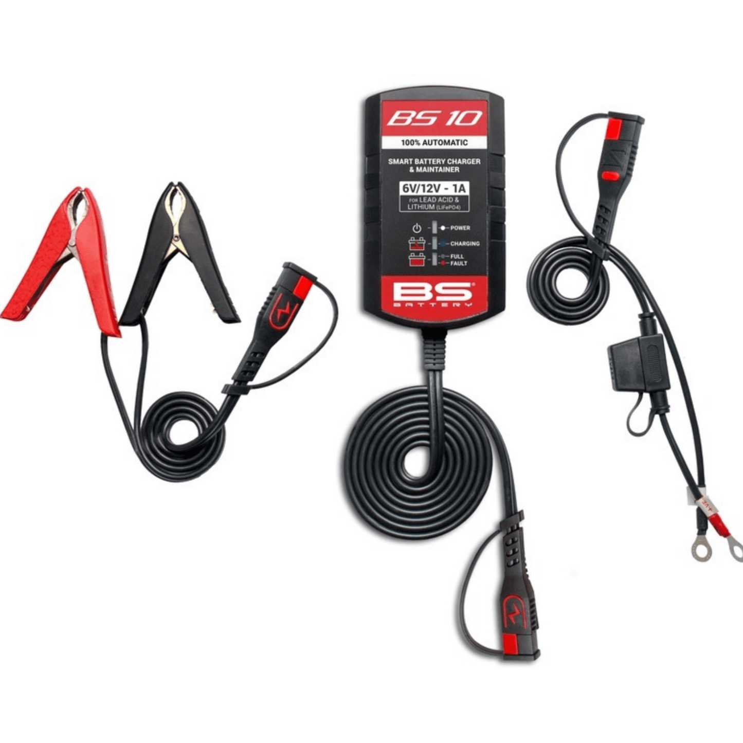 BS BATTERY BS10 Smart Battery Charger / Maintainer 12V lead - acid or 12.8V lithium battery - 700571 - Moto - House MX