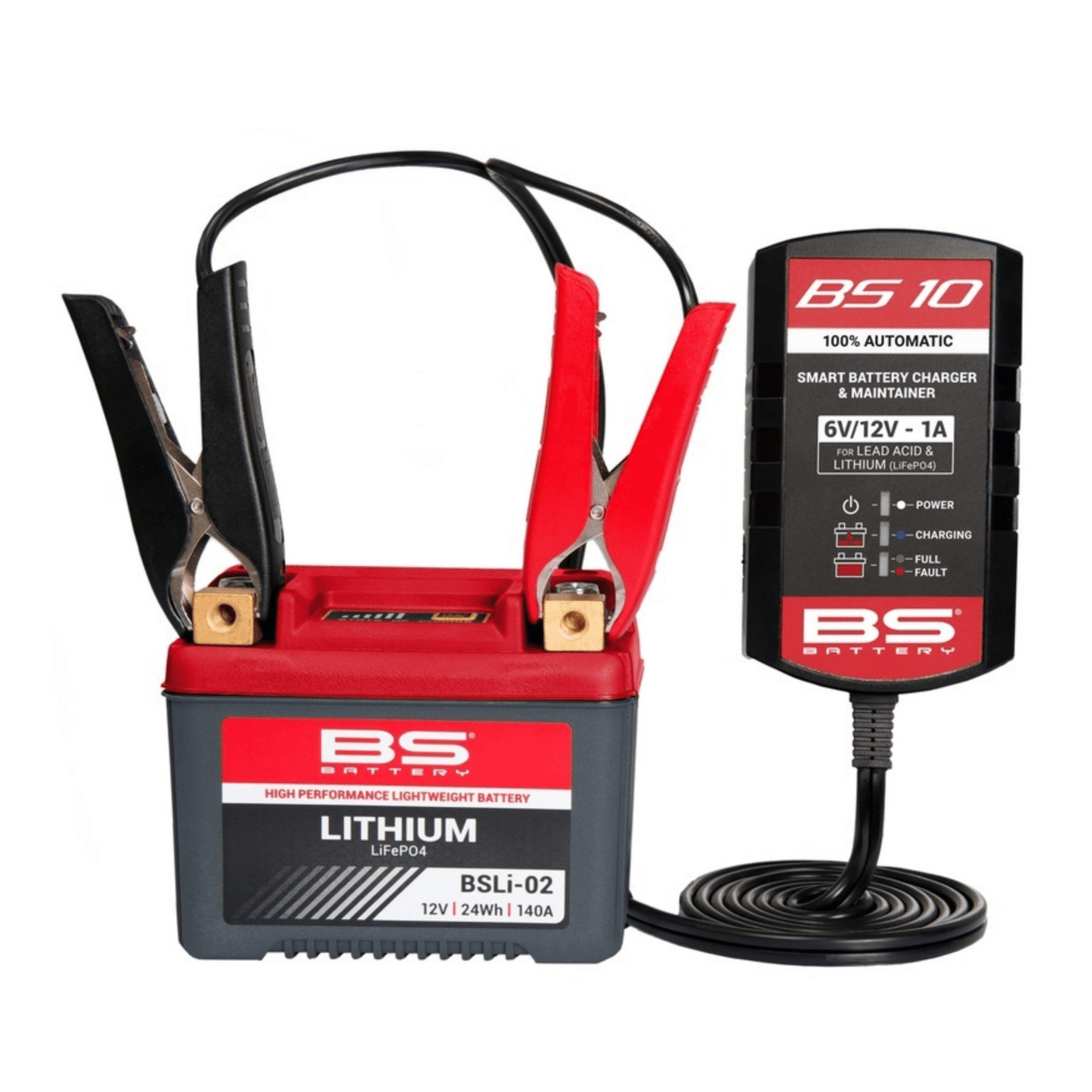 BS BATTERY BS10 Smart Battery Charger / Maintainer 12V lead - acid or 12.8V lithium battery - 700571 - Moto - House MX