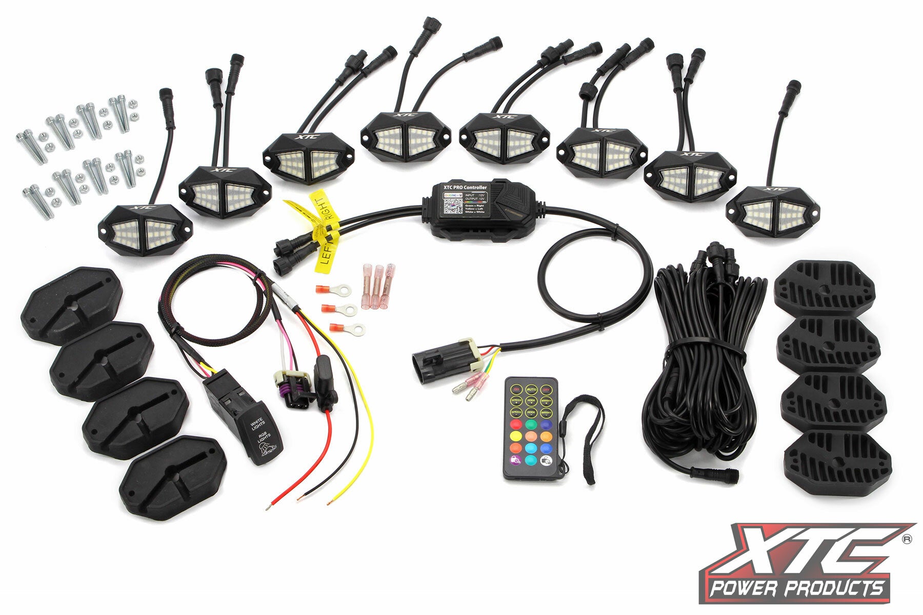 XTC Power Products XLITE-8PODS-RGBW 2020+ UTV Rock Light Kit RGB White