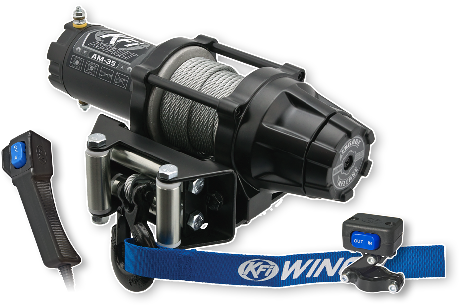 KFI KFI AM-35 3500lb Steel Cable Assault Series Winch for Off-Road Vehicles AM-35