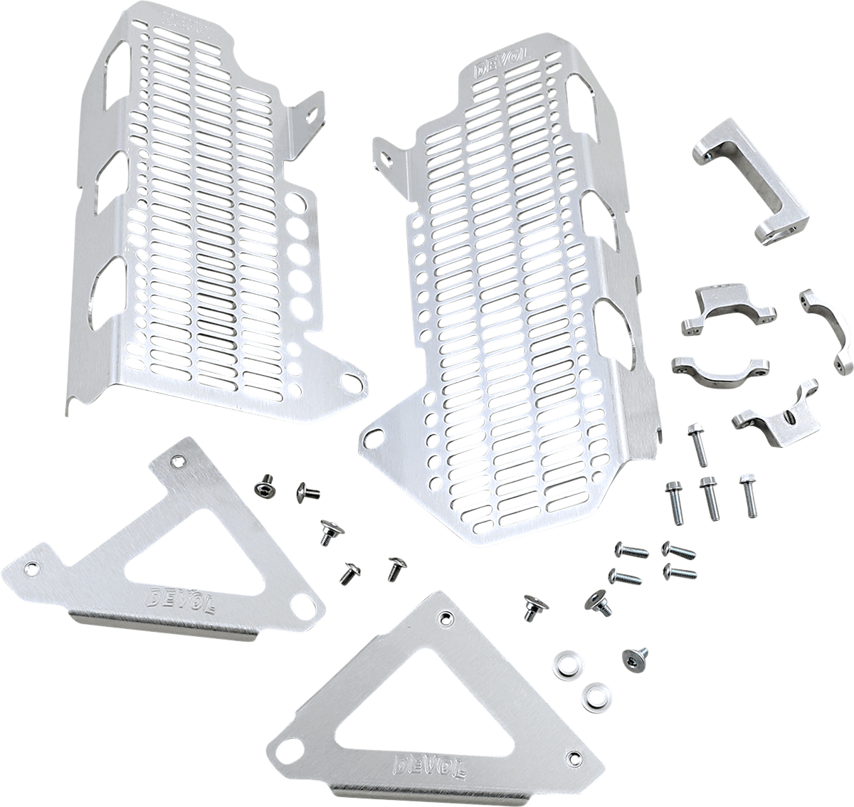 DEVOL Honda Radiator Guard 0101 - 1212 Brushed Aluminum for Effective Cooling and Protection - Moto - House MX